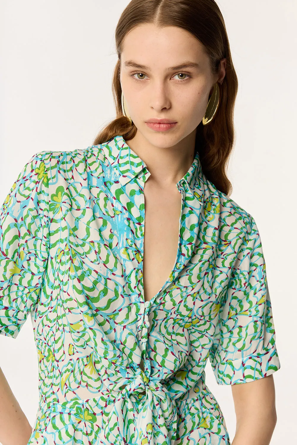 Short Jumpsuit Bettina - Green Wings Flower