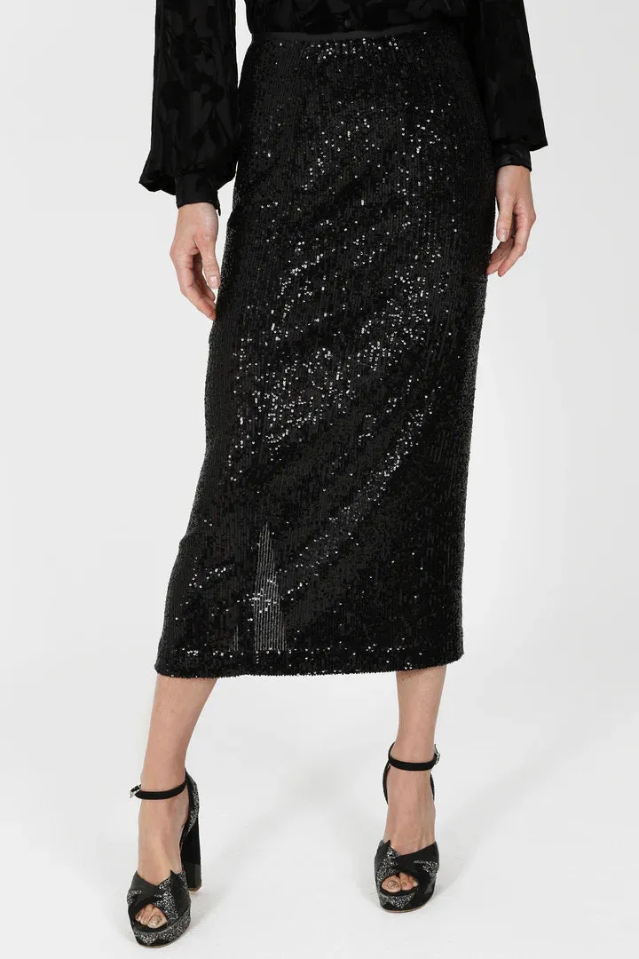 Sirens London Madrid Skirt - Black Sequin