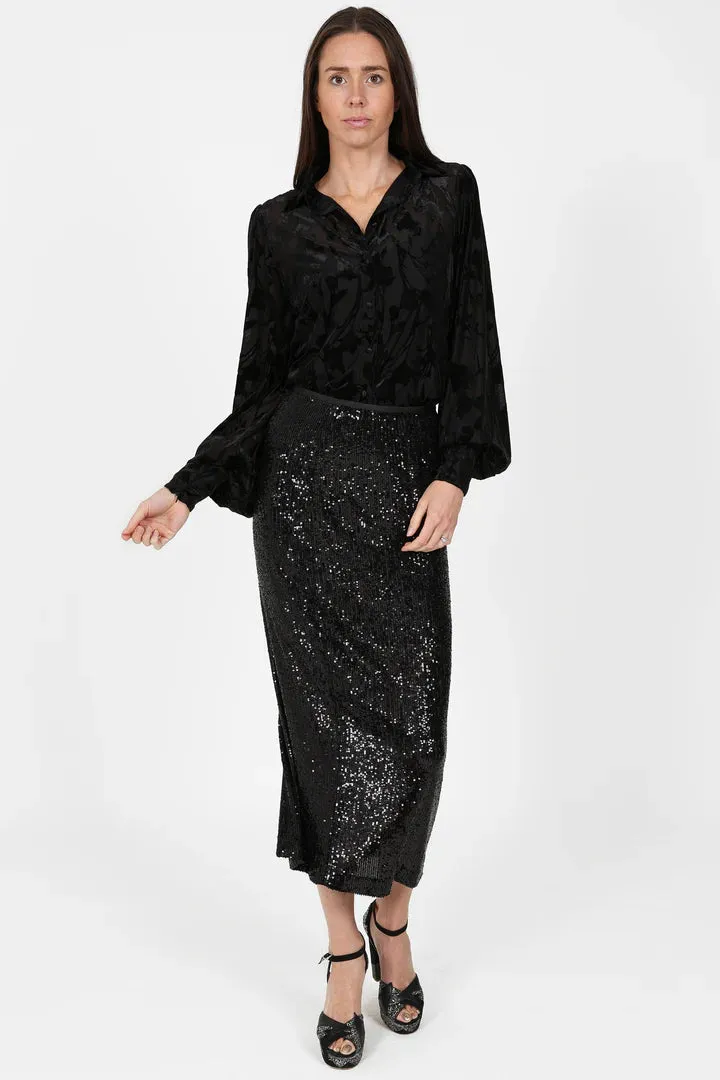 Sirens London Madrid Skirt - Black Sequin