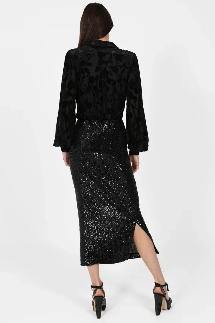 Sirens London Madrid Skirt - Black Sequin