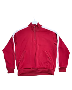 Size L - Kloke Red and White Zip Neck Jumper