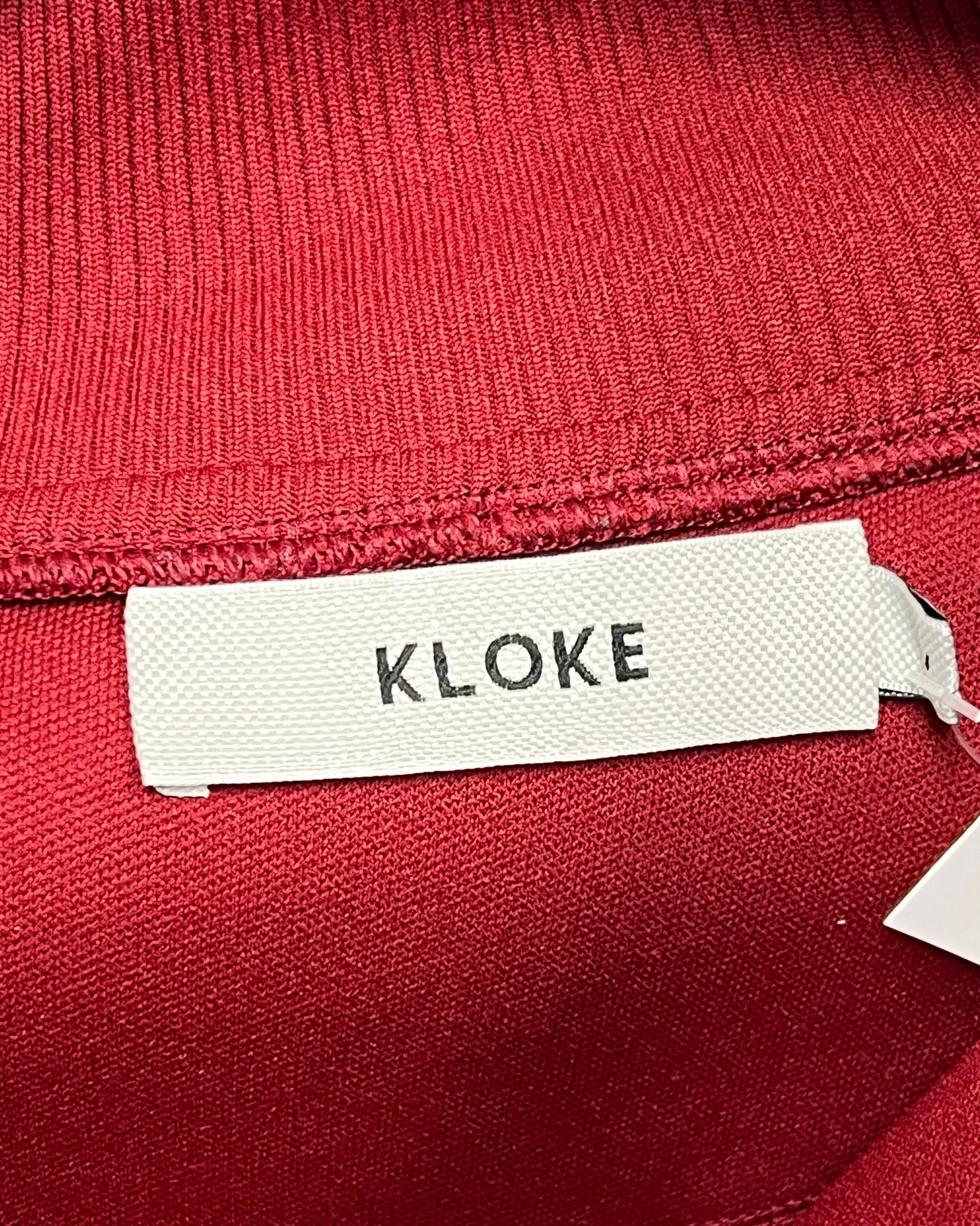 Size L - Kloke Red and White Zip Neck Jumper