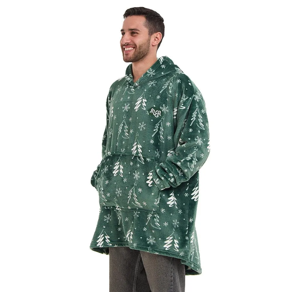 Snuggs Blanket Hoodie Green Christmas Tree