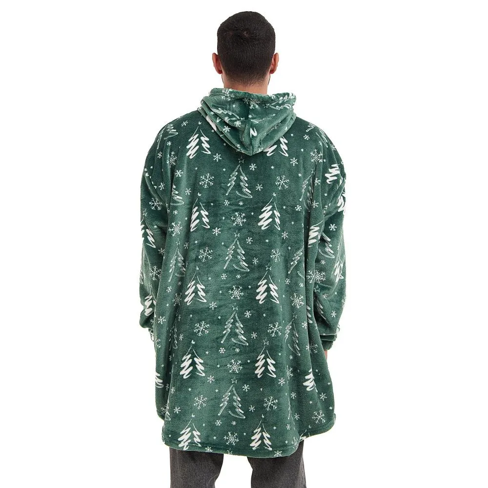 Snuggs Blanket Hoodie Green Christmas Tree