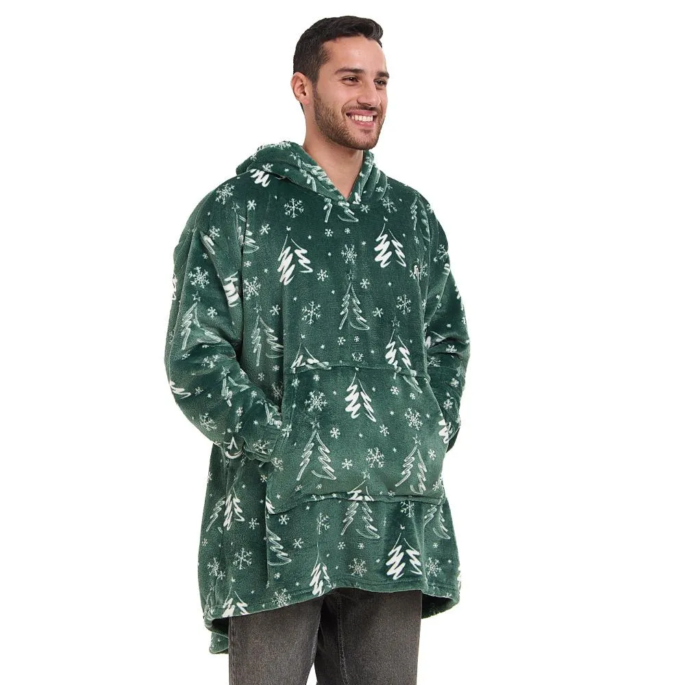 Snuggs Blanket Hoodie Green Christmas Tree