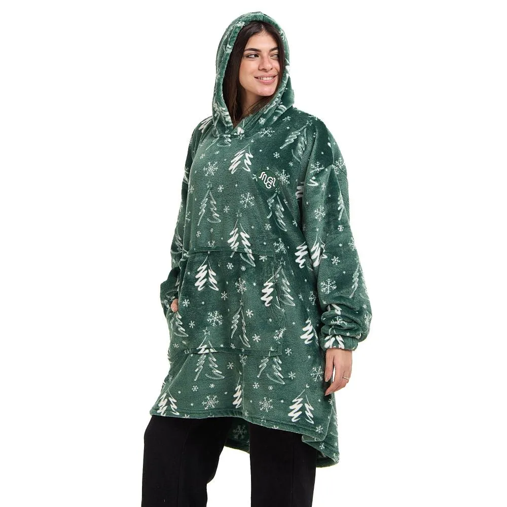 Snuggs Blanket Hoodie Green Christmas Tree