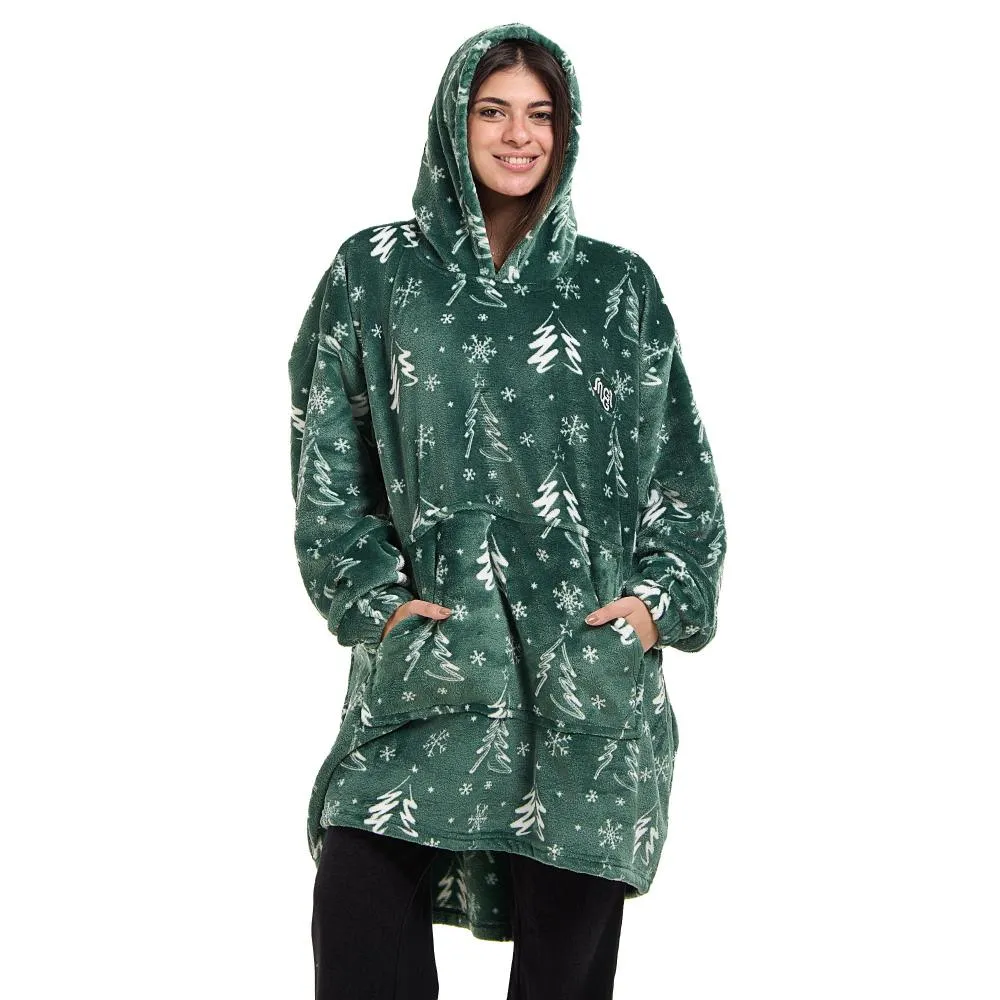 Snuggs Blanket Hoodie Green Christmas Tree