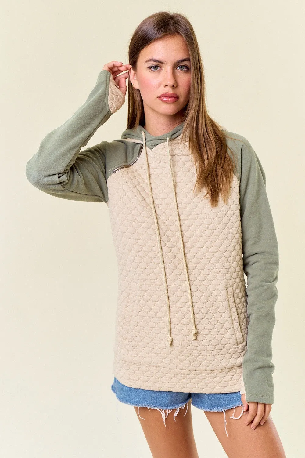 Soft Embrace Double Hooded Quilted Sweatshirt- 2 Colors!