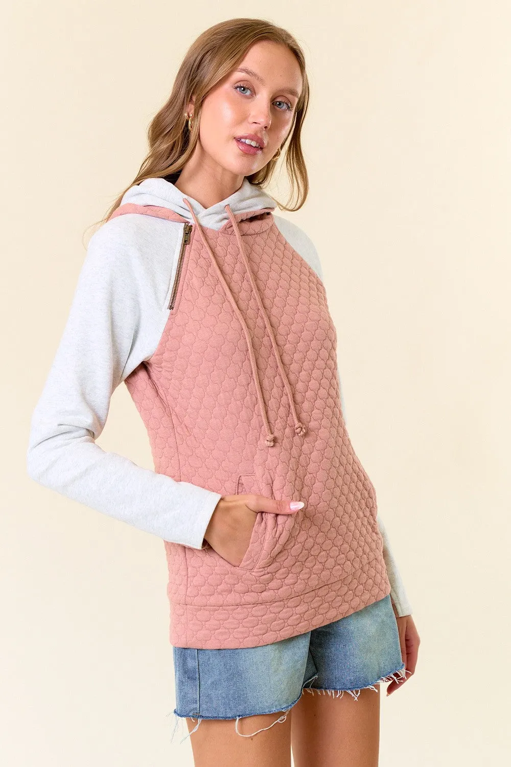 Soft Embrace Double Hooded Quilted Sweatshirt- 2 Colors!