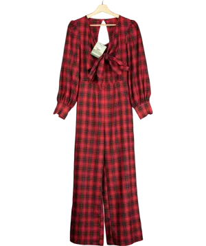 Somerset by Alice Temperley Red Check Tie Front Jumpsuit UK 10