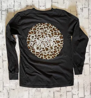 Southern Charm "Original Logo Leopard Circle" Long Sleeve T-shirt - Black