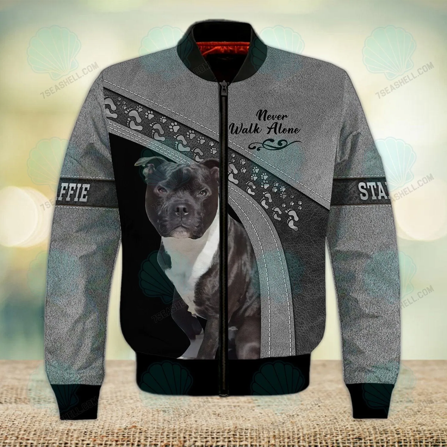 Staffie Love Never Walk Alone 3D Full Print Shirts, Christmas Dog Memorial Gifts for loss of Dog