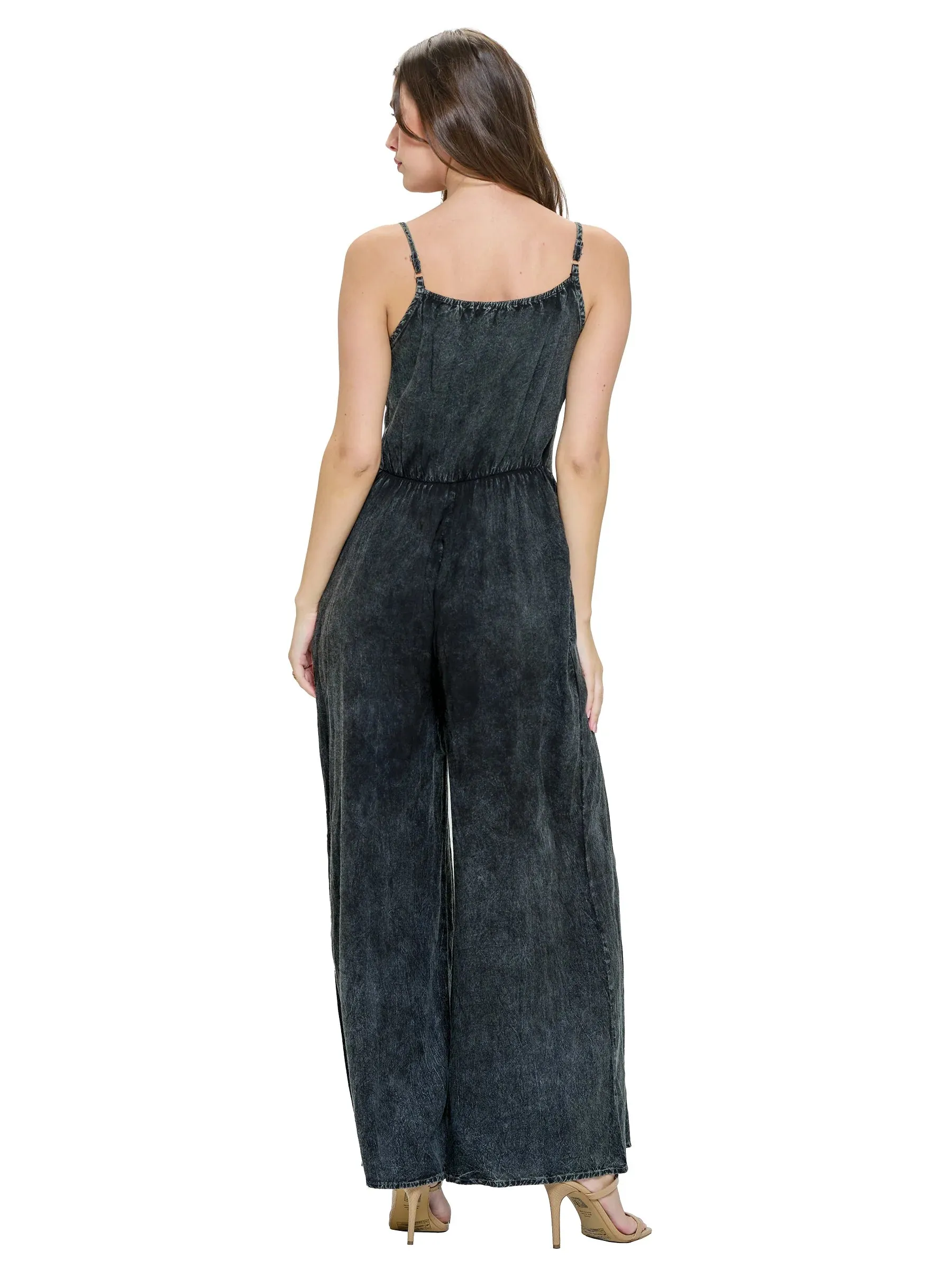 Stone wash rayon jumpsuit