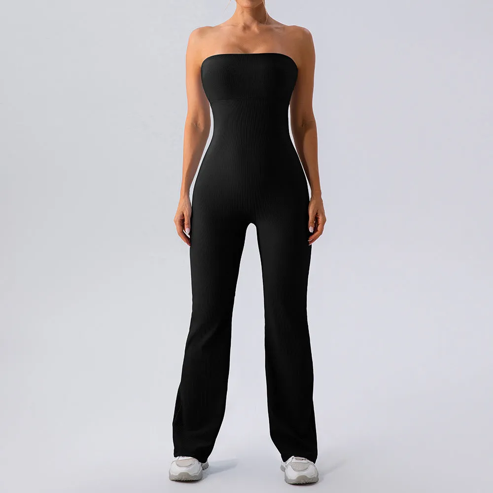 Strapless Rib Knit Jumpsuit (4 Colors)