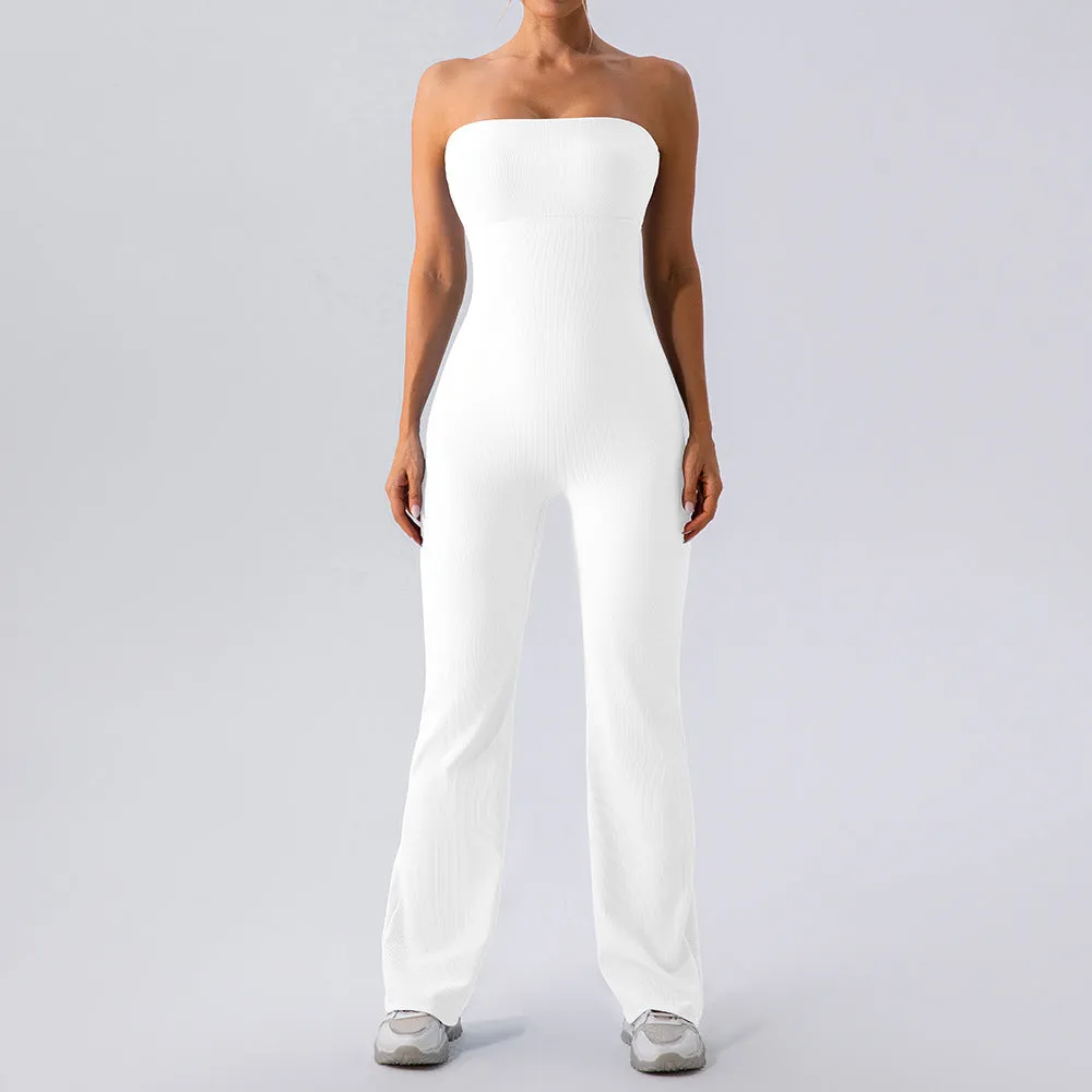 Strapless Rib Knit Jumpsuit (4 Colors)