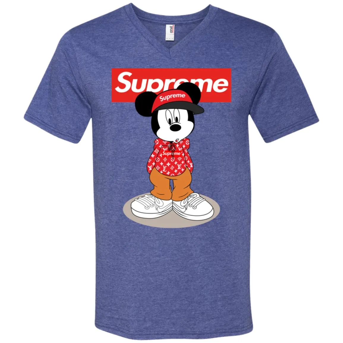 Supreme Mickey Mouse T-shirt Men V-Neck T-Shirt