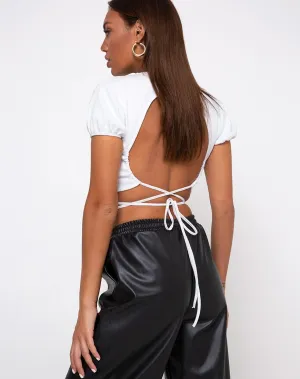 Tasya Crop Top in Rib White