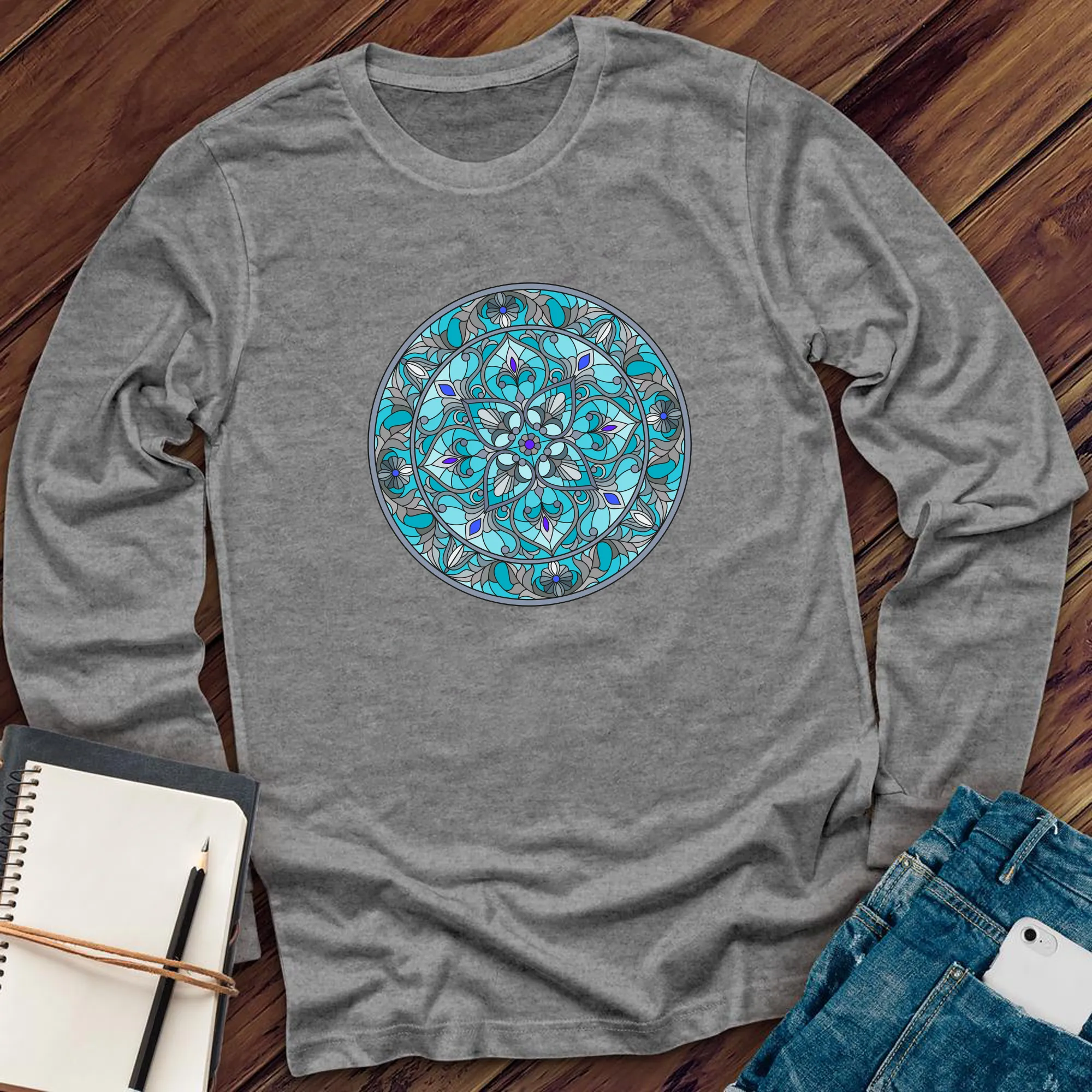 Teal Stained Glass Long Sleeve