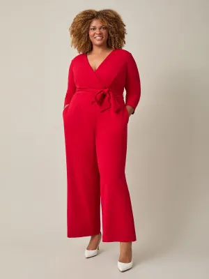 Tie-Waist Jumpsuit, Crimson