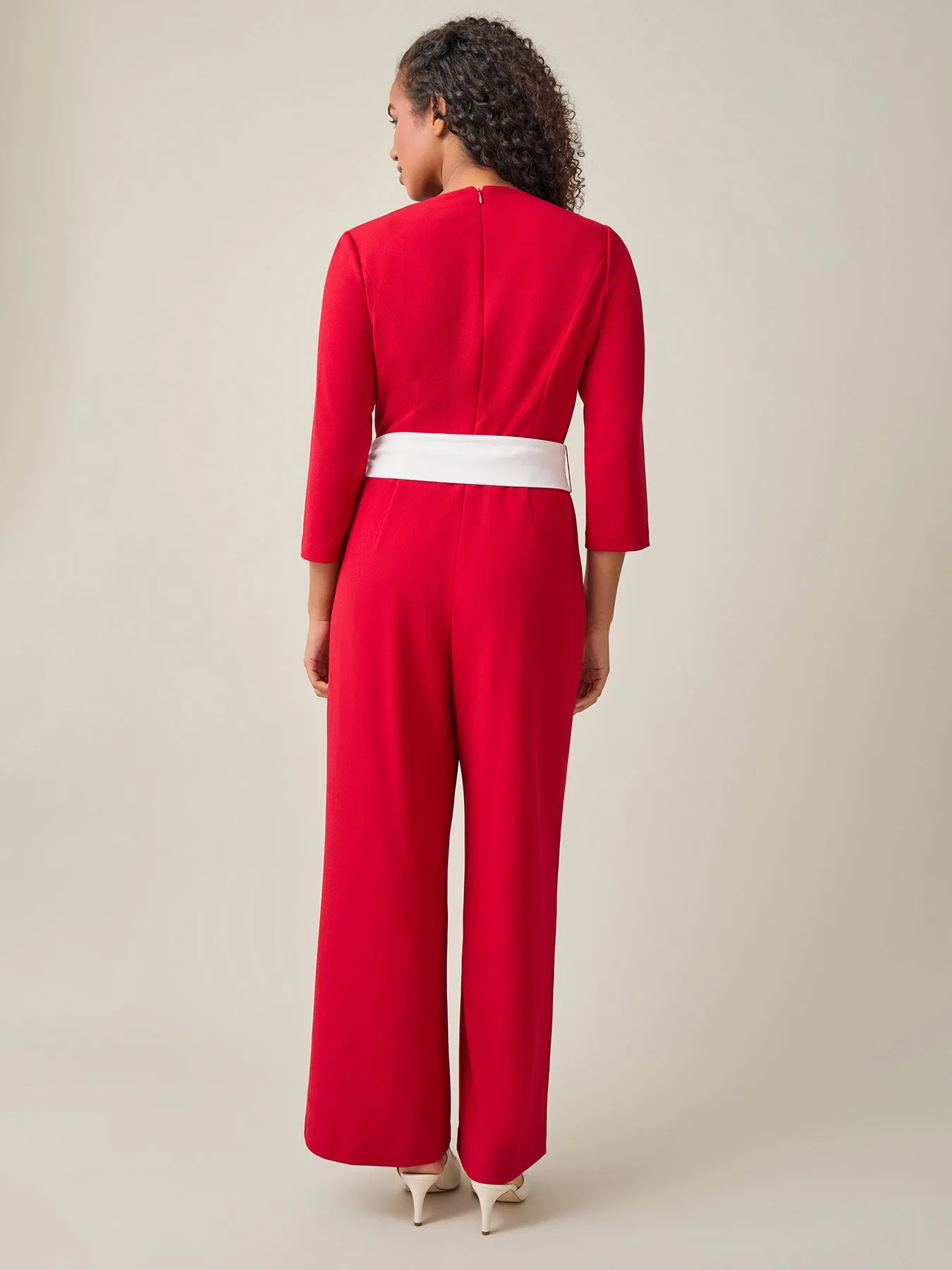 Tie-Waist Jumpsuit, Crimson