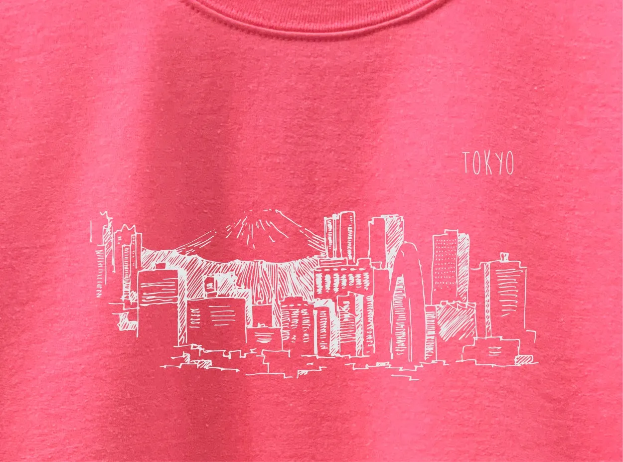 Tokyo Neon Pink Graphic Unisex Crewneck Sweatshirt