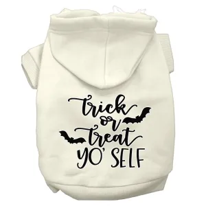 Trick Or Treat Yo' Self Screen Print Dog Hoodie Cream Xs