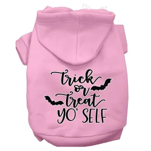 Trick Or Treat Yo' Self Screen Print Dog Hoodie Light Pink Xxxl