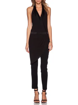 Tuxedo Halter Jumpsuit in Black