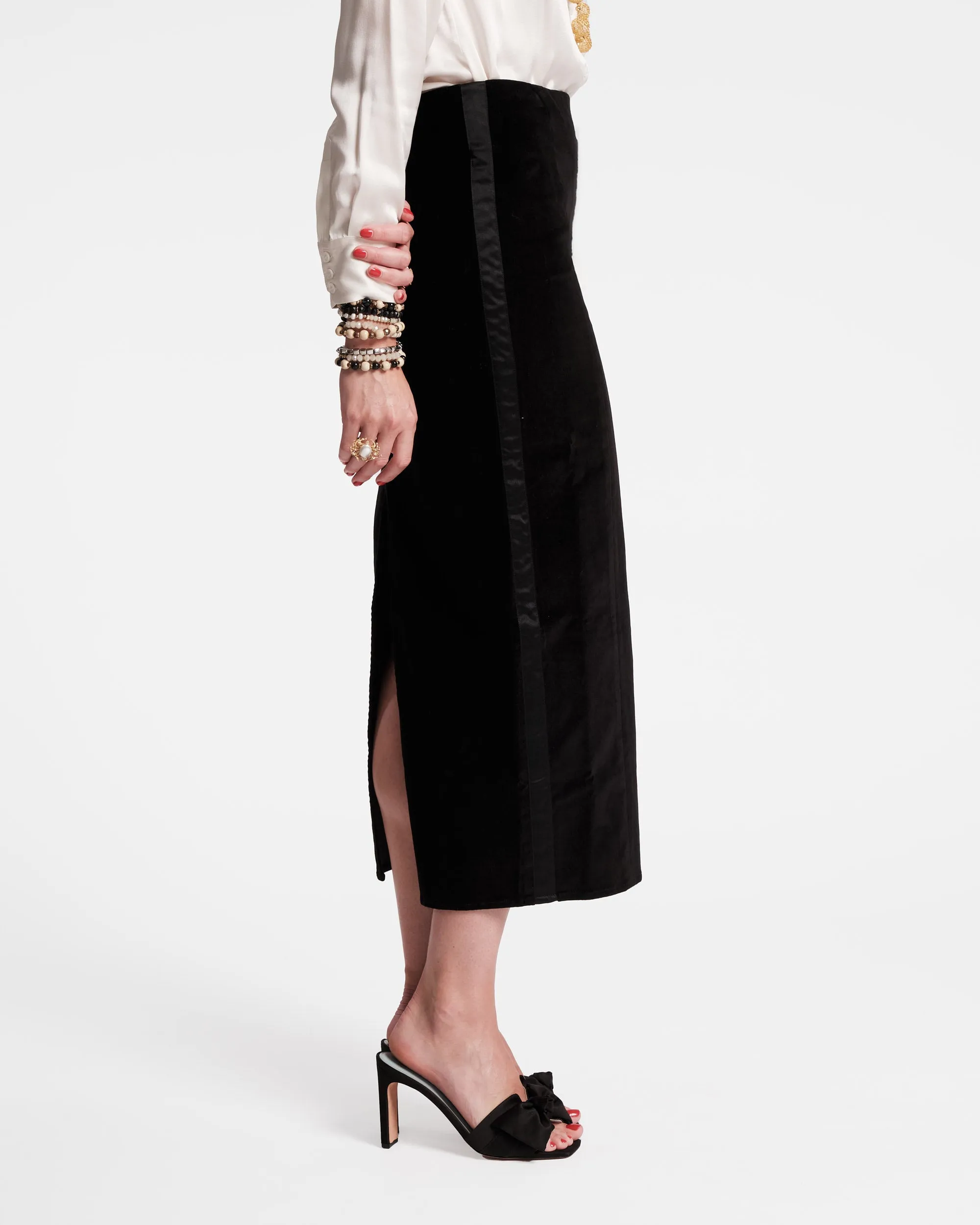 Velvet Tuxedo Maxi Skirt