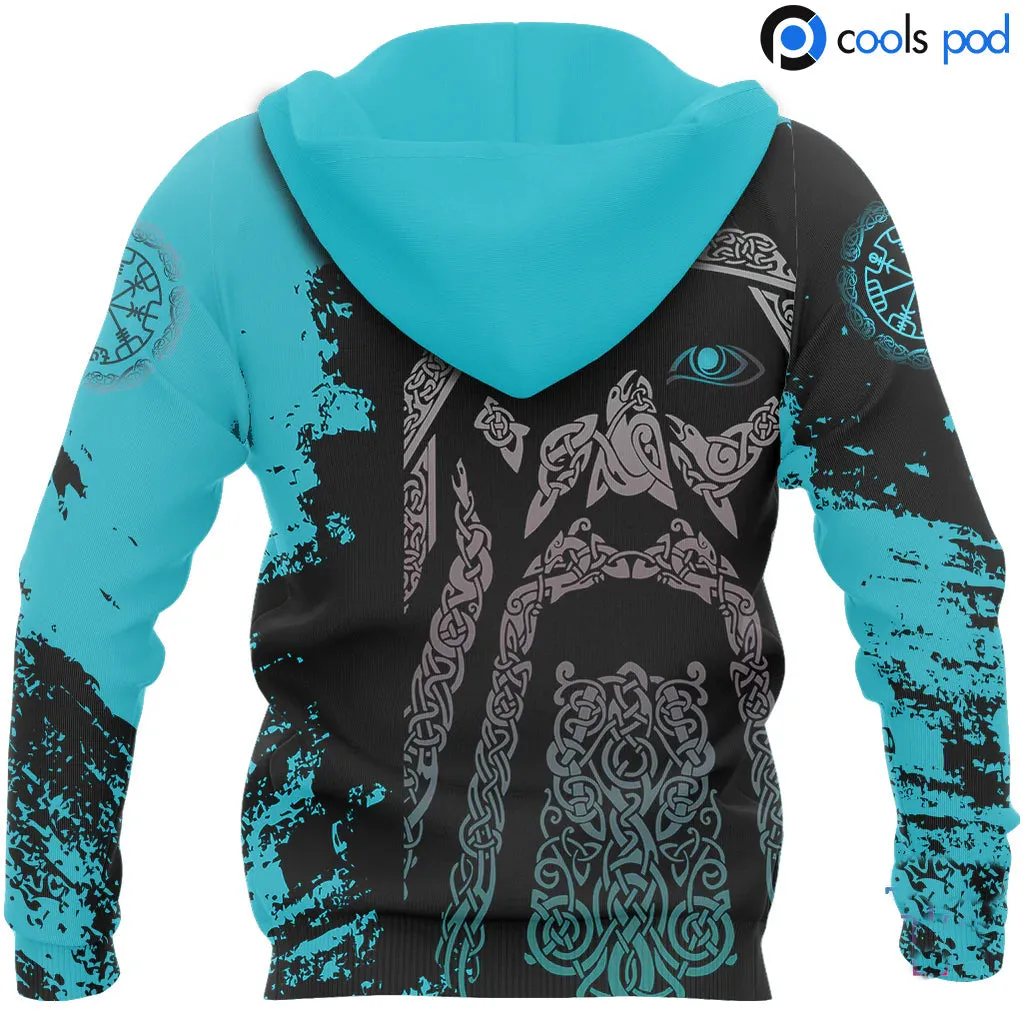 Viking Odin Wotan Special Blue Pullover Viking Hoodie For Men Women, Viking Gifts