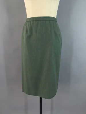 Vintage 1980s Green Pendleton Wool Pencil Skirt