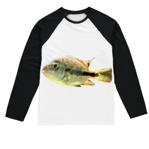 White and Black Fish Sublimation Baseball Long Sleeve T-Shirt