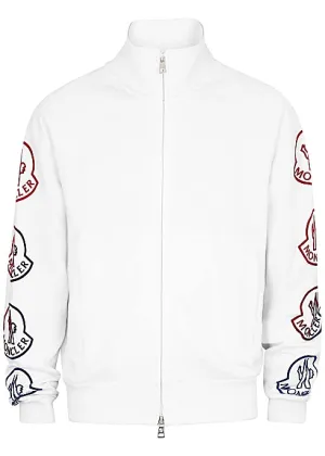 White logo-flocked cotton track jacket