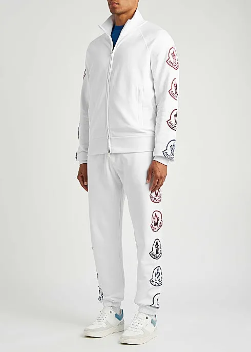 White logo-flocked cotton track jacket