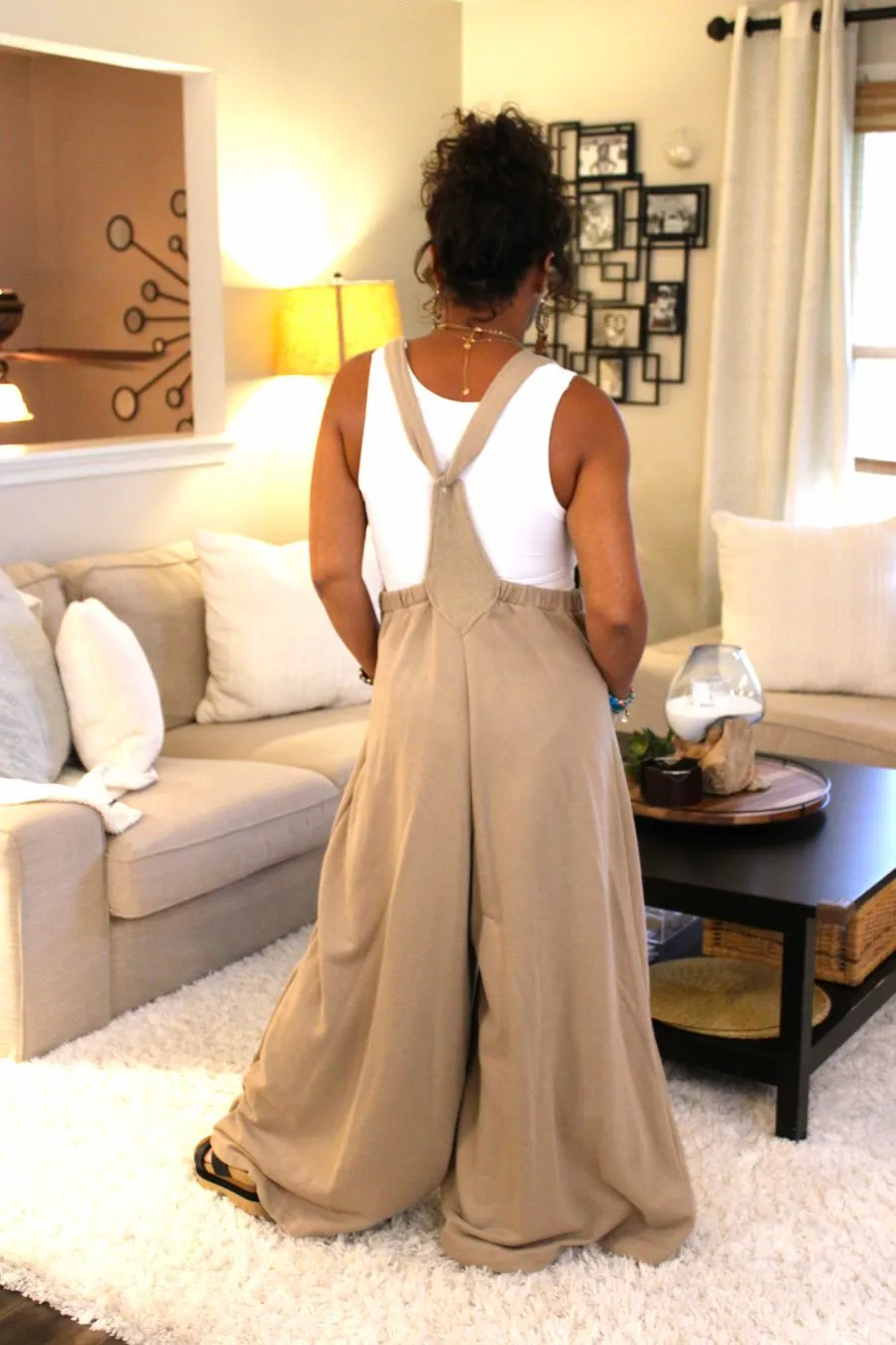 Wide Strap Jumpsuit With Pockets