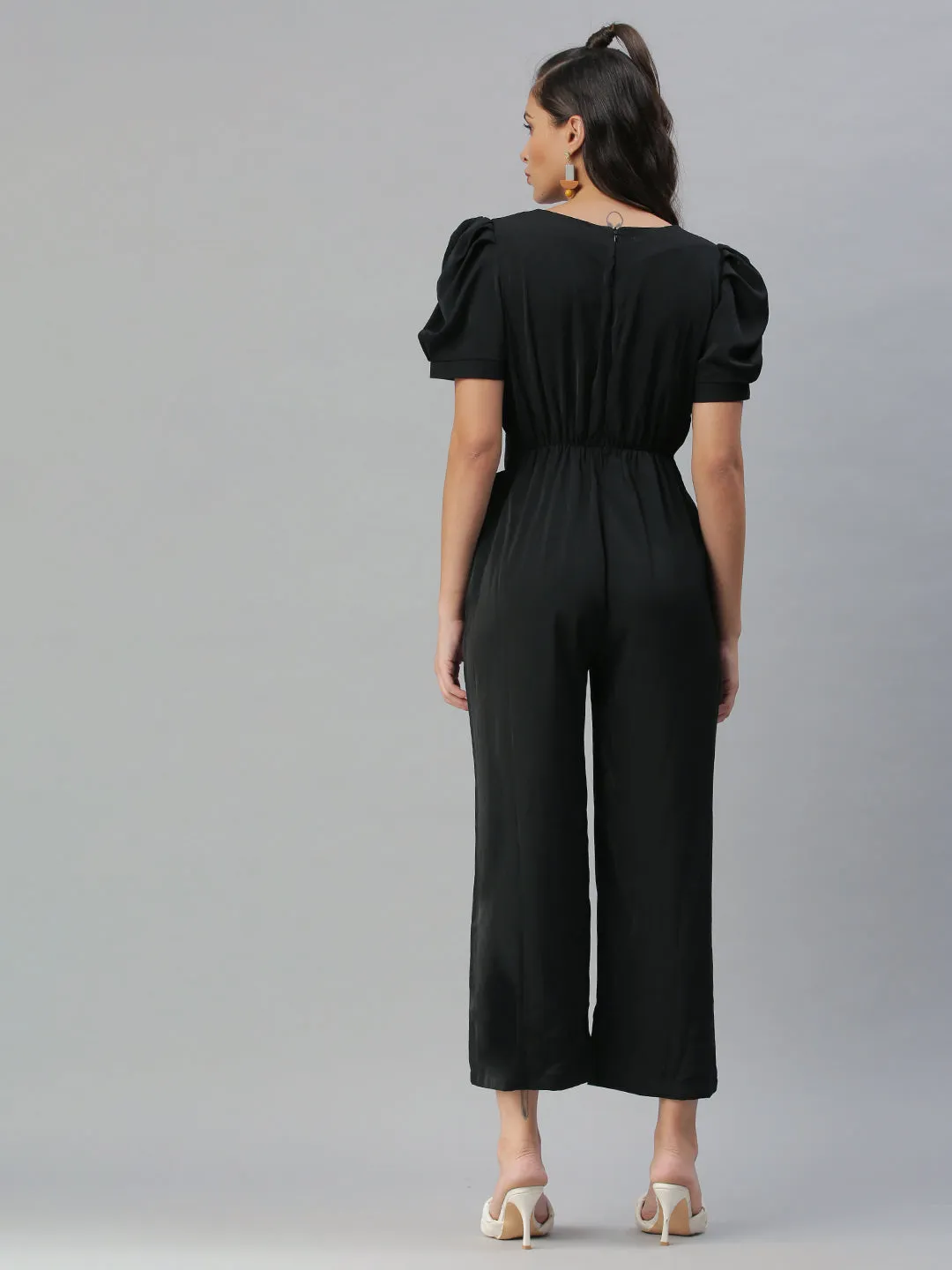 Women's Black Solid Jumpsuit