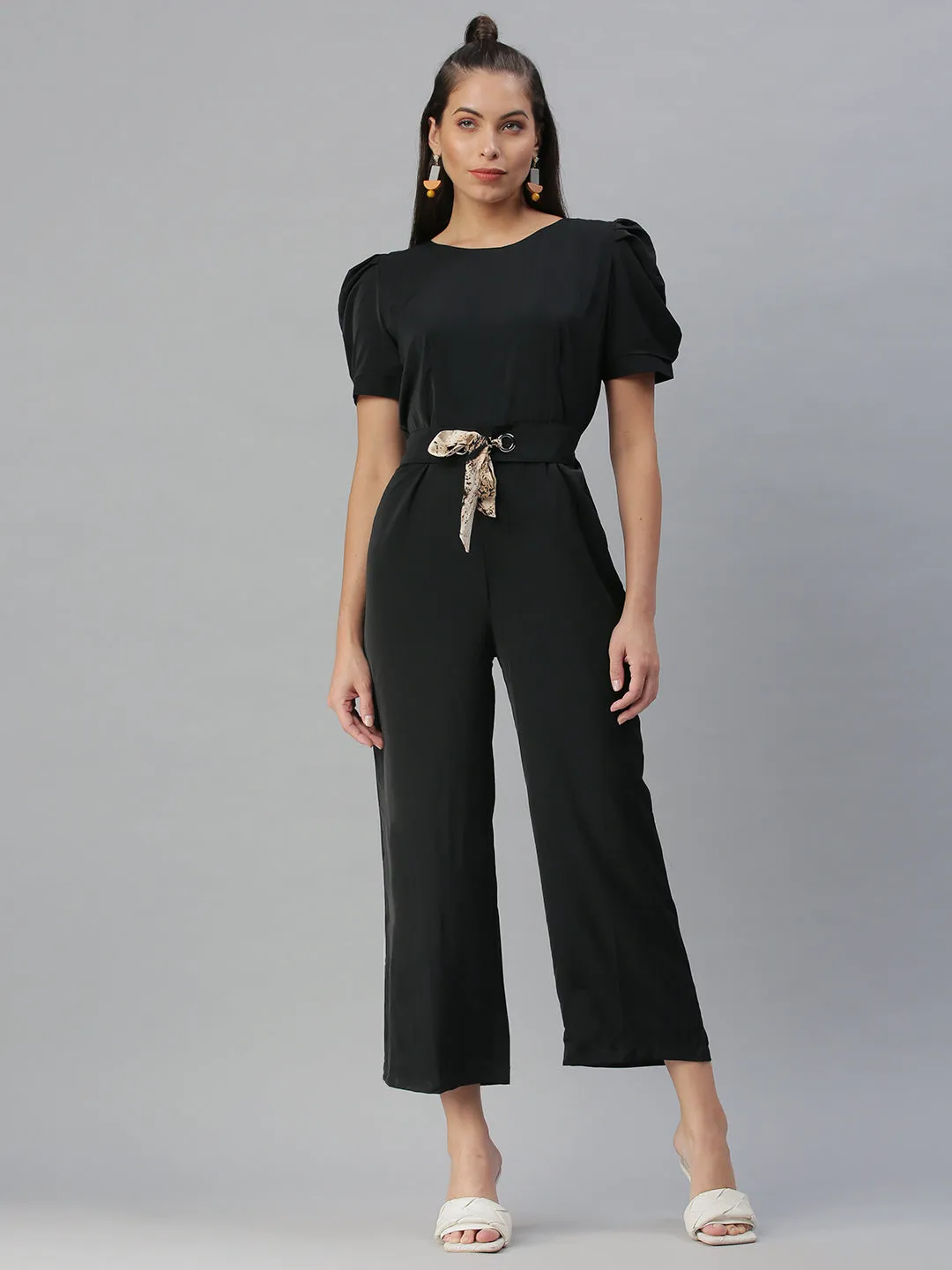 Women's Black Solid Jumpsuit