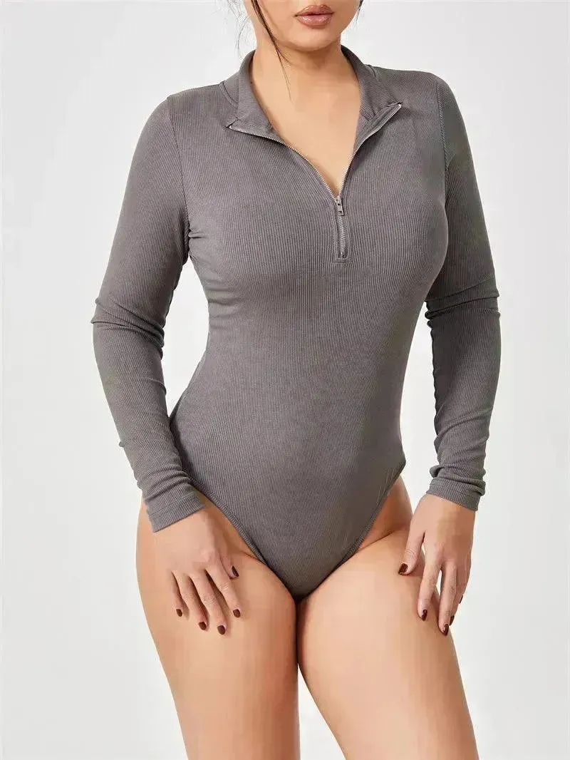 Women's Fashionable Long Sleeve Jumpsuit Seamless Slimming Shapewear Romper