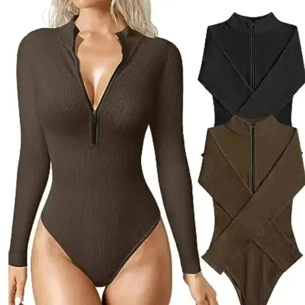 Women's Fashionable Long Sleeve Jumpsuit Seamless Slimming Shapewear Romper