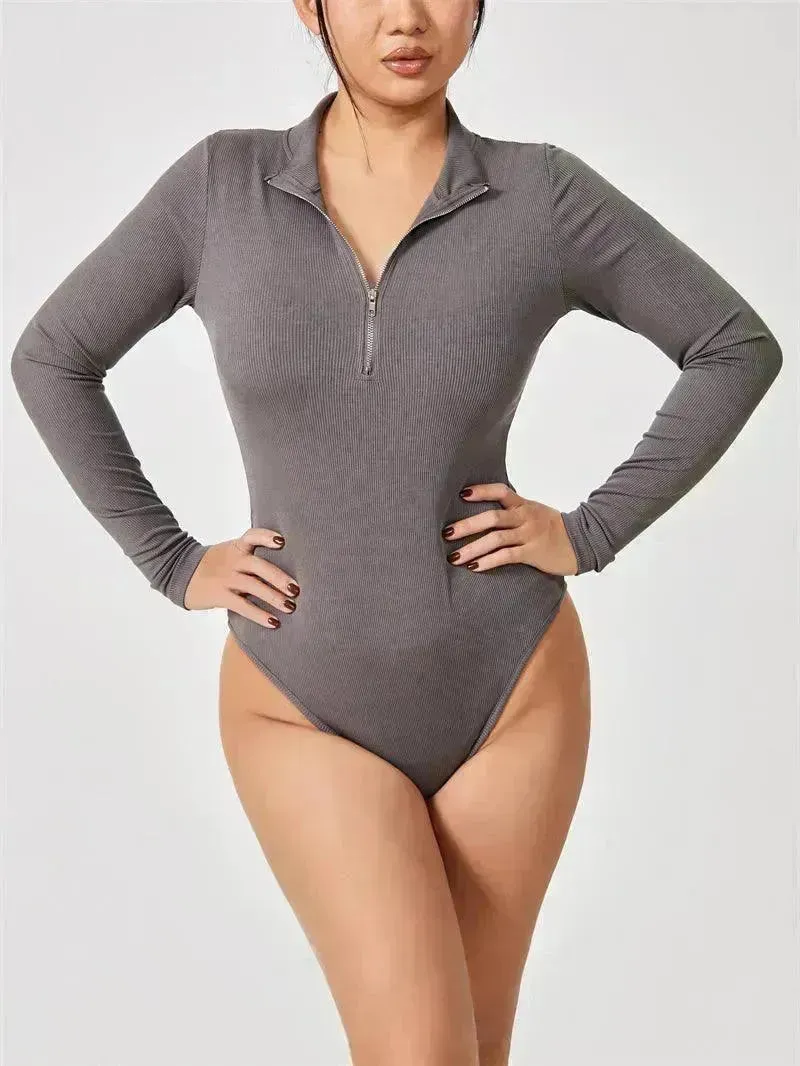 Women's Fashionable Long Sleeve Jumpsuit Seamless Slimming Shapewear Romper