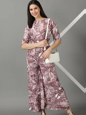 Women's Pink Printed Jumpsuit