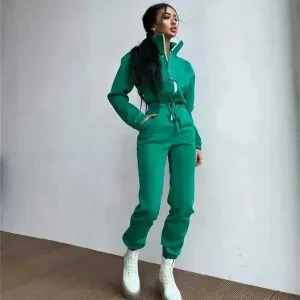 Women's Stand up Collar Cinched European And American Leisure Jumpsuit